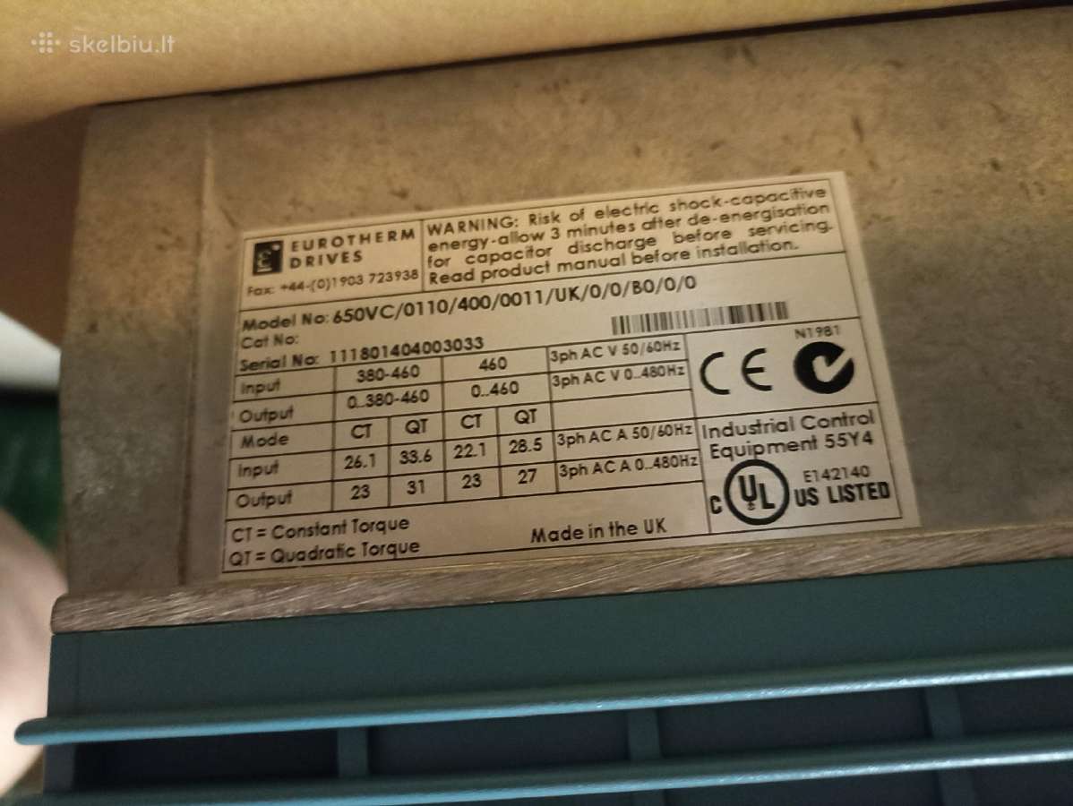 Naudotą dažnio keitiklį Eurotherm SSD 650vc 11kw - nuotraukos Nr. 2