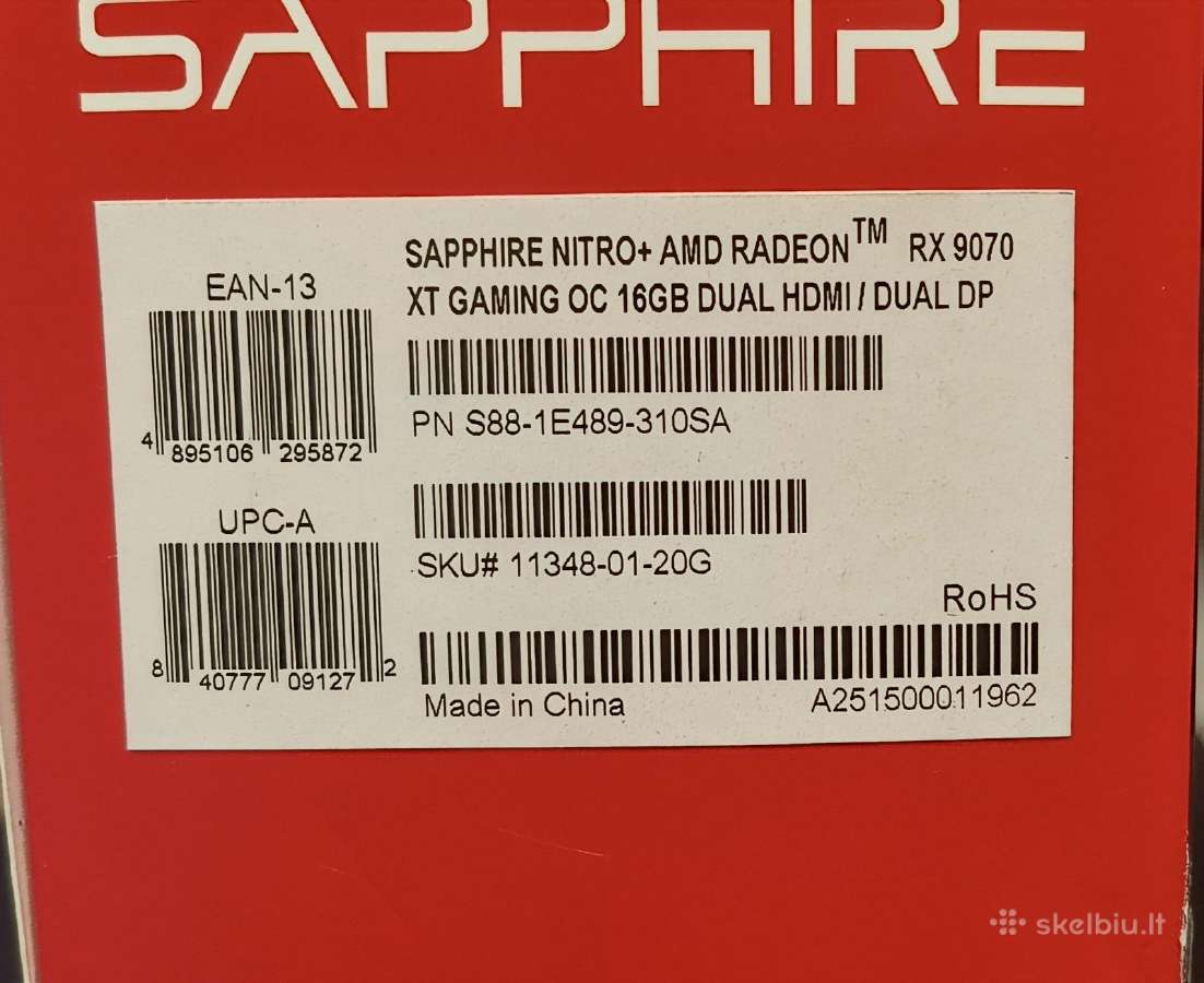 Sapphire Radeon Rx 9070 XT Nitro+ 16gb Ddr6 - nuotraukos Nr. 2