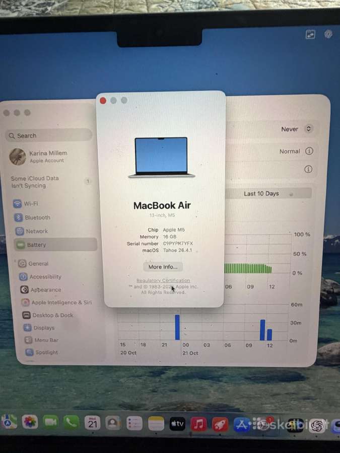 MacBook Air 13 M5 16gb/512gb 100% baterija - nuotraukos Nr. 3