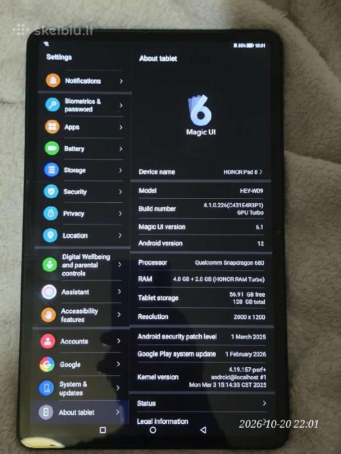 Planšetė Honor Pad 8, 12", 128gb - nuotraukos Nr. 2
