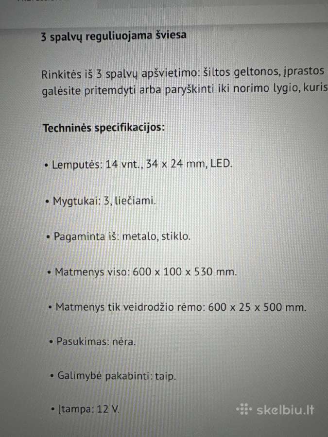 Osom makiažo veidrodis su apšvietimu - nuotraukos Nr. 3