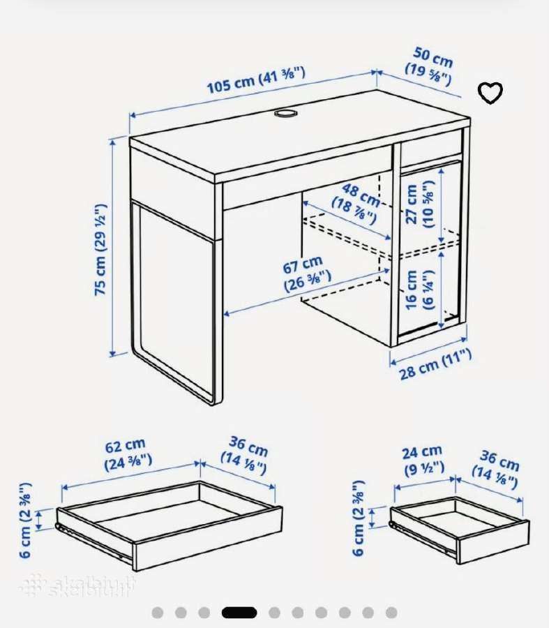 Ikea Micke rašomasis stalas, baltas, 10550 cm –g - nuotraukos Nr. 4