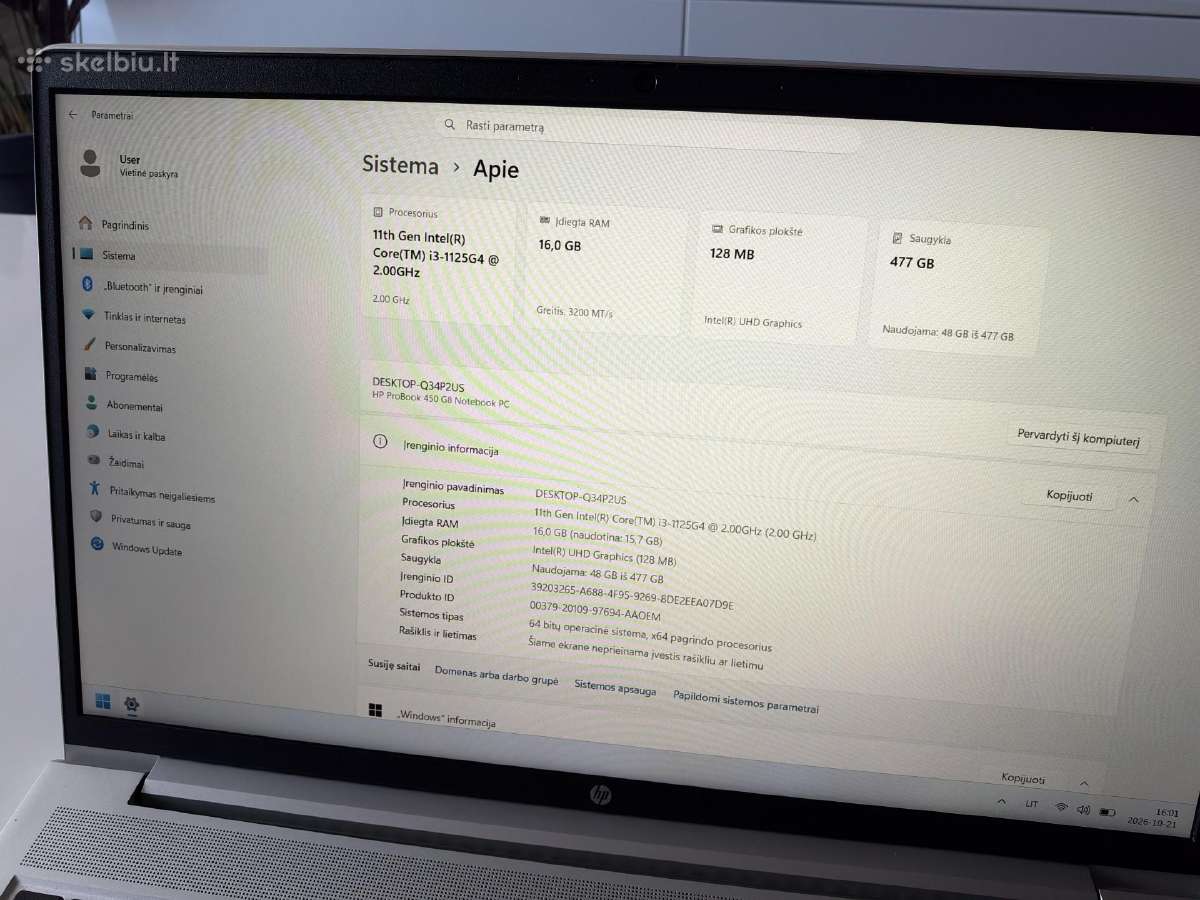 Hp Probook 450 G8 - nuotraukos Nr. 4