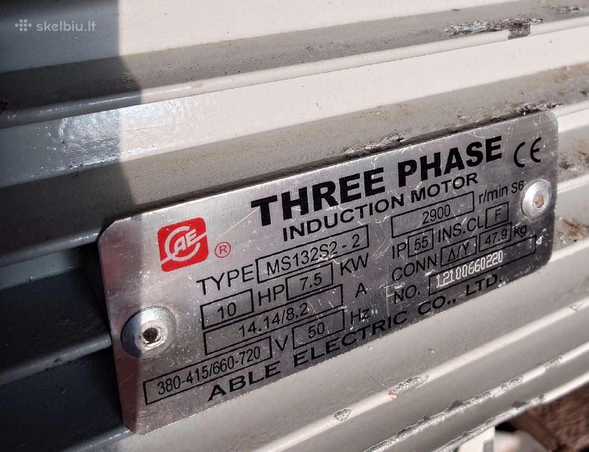 Elektros variklis, trifazis 7.5 kw, 2900 aps/min - nuotraukos Nr. 5