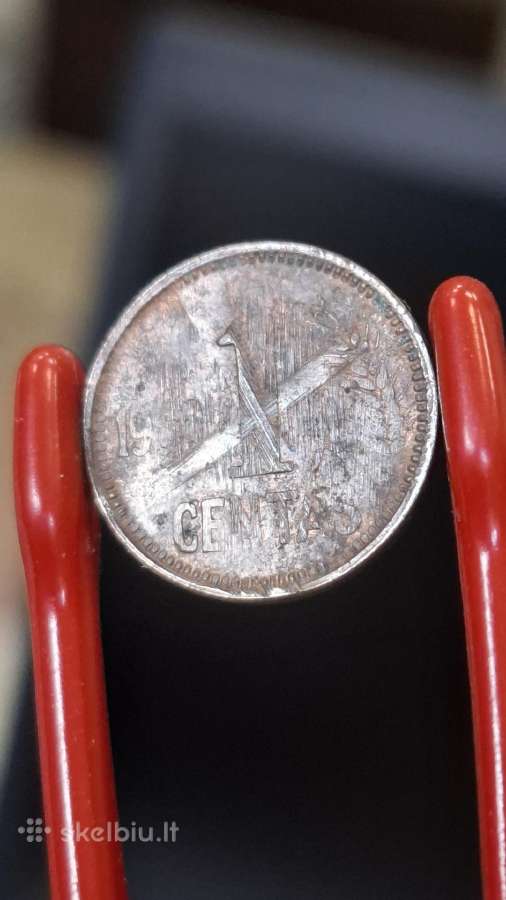 Lietuva 1936 gesintas 1 centas - nuotraukos Nr. 2