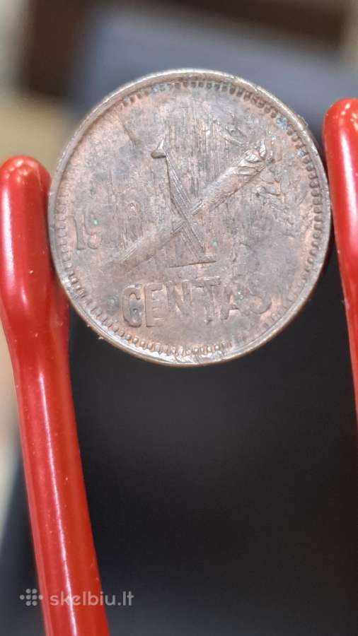 Lietuva 1936 gesintas 1 centas - nuotraukos Nr. 3