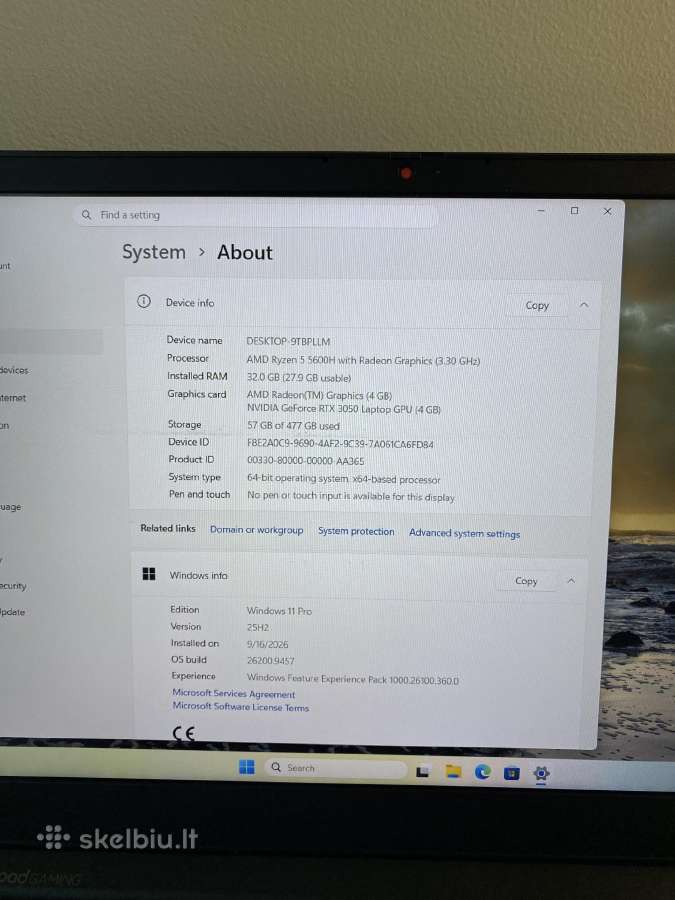 Lenovo Ideapad Gaming 3 15ach6 32gb - nuotraukos Nr. 11