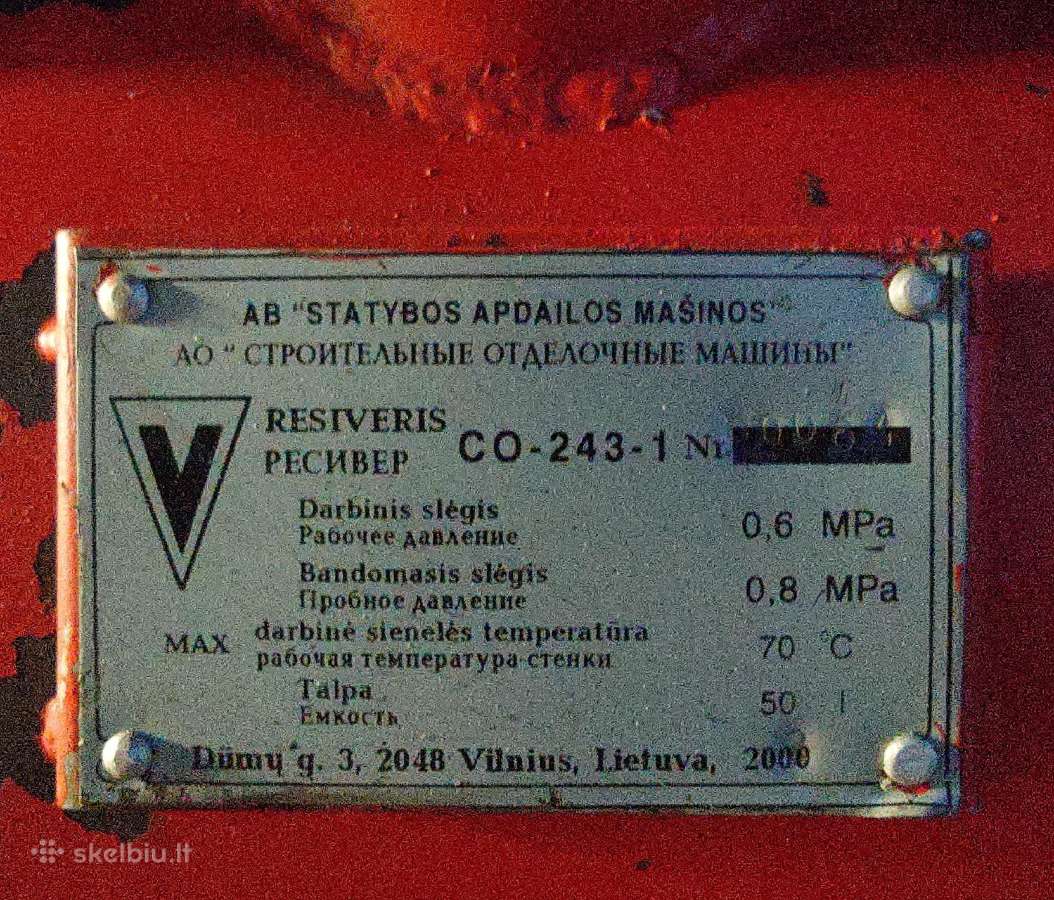 Oro kompresorius Co-243-1 su automatika - nuotraukos Nr. 6