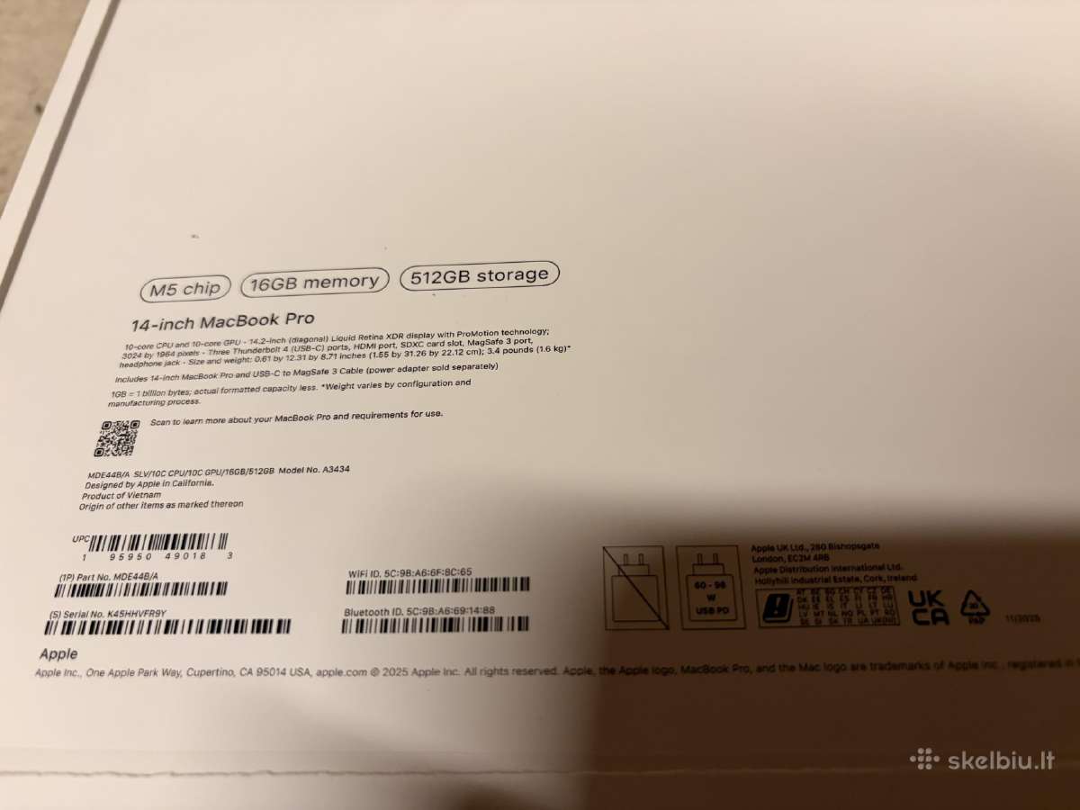 MacBook Pro 14 su M5 16gb 512gb SSD idealus - nuotraukos Nr. 4