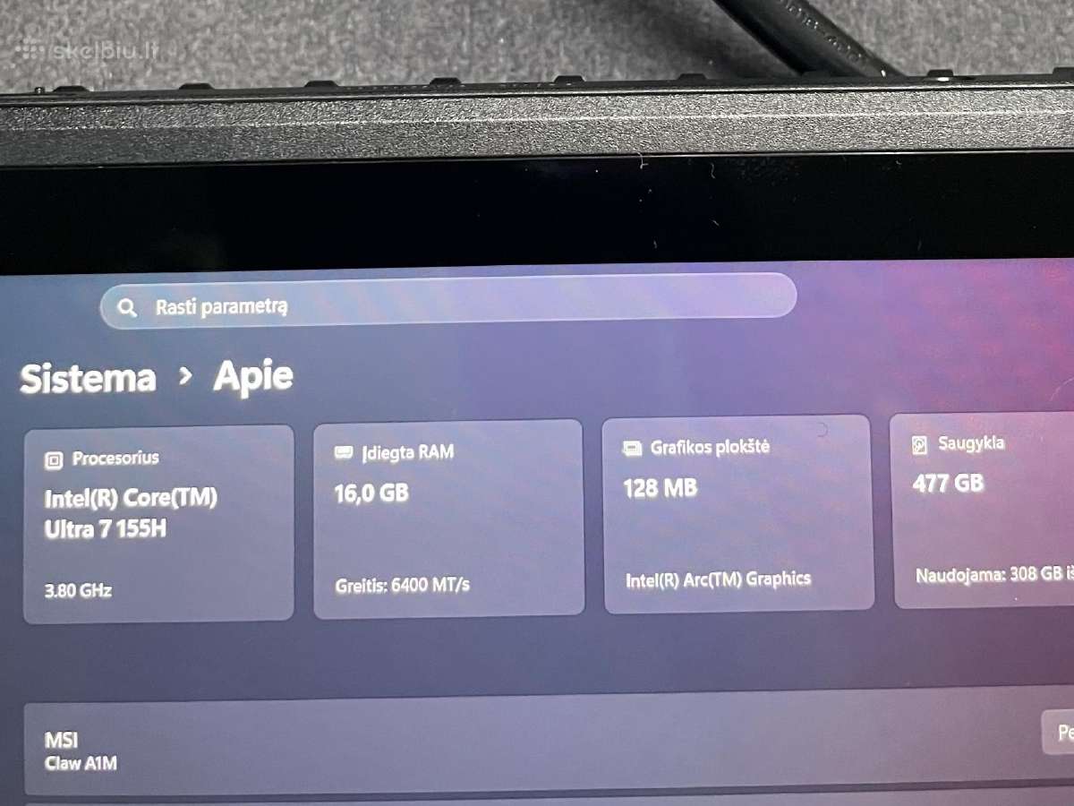 Msi Claw A1m 7/ultra7/16gb/512gb - nuotraukos Nr. 2