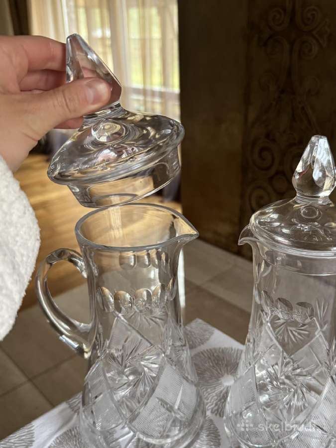 Krištoliniai rankomis šlifuoti ąsočiai 1,5l - nuotraukos Nr. 9