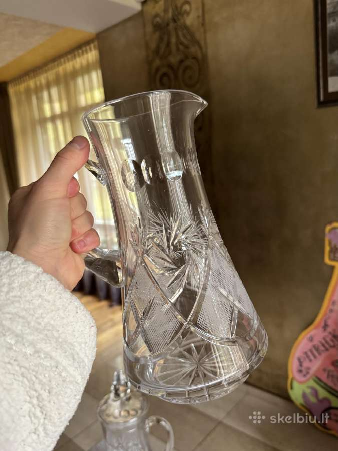Krištoliniai rankomis šlifuoti ąsočiai 1,5l - nuotraukos Nr. 13