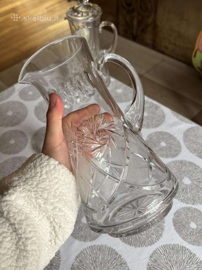 Krištoliniai rankomis šlifuoti ąsočiai 1,5l - nuotraukos Nr. 15