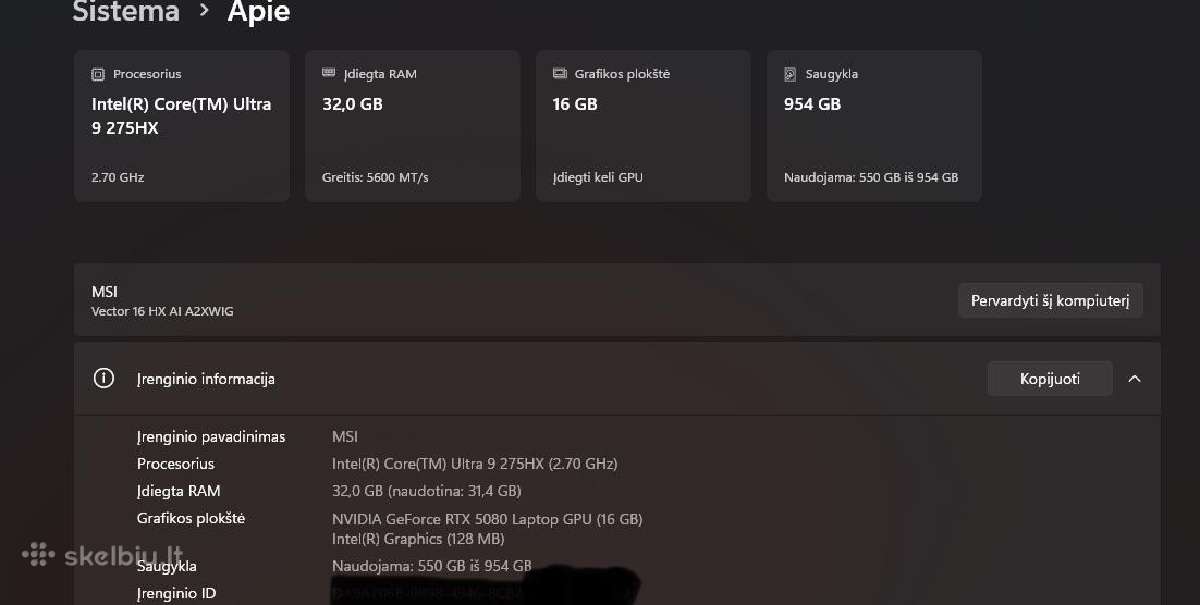Msi Vector 16 Rtx5080 - nuotraukos Nr. 8