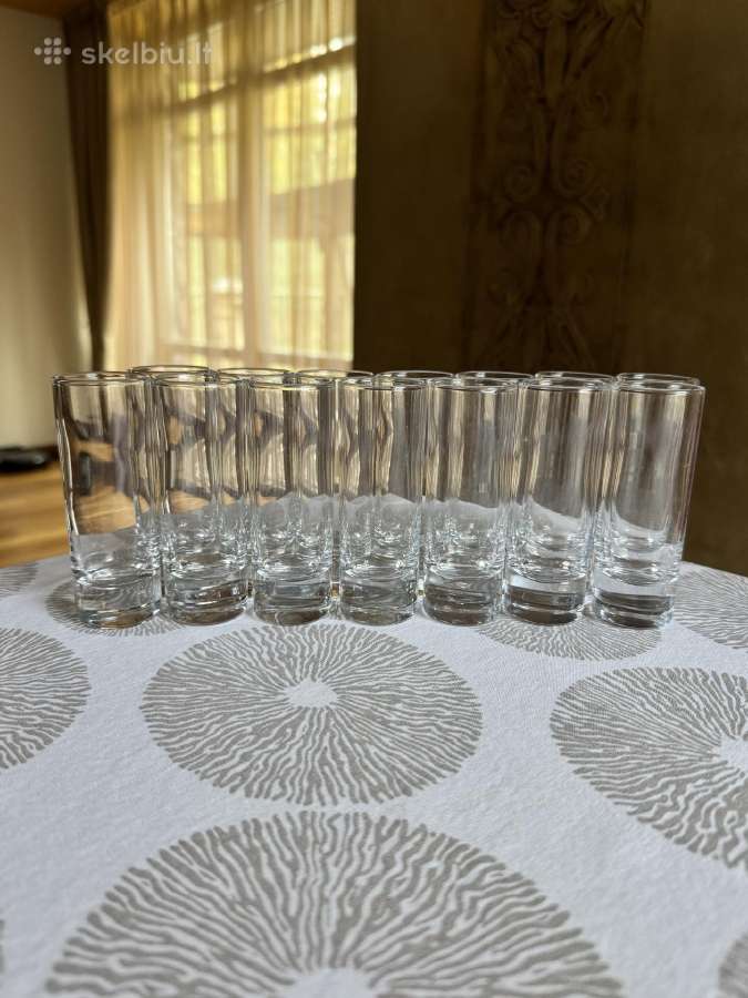 Aukštos cilindrinės taurelės storu dugnu 14 vnt. - nuotraukos Nr. 17