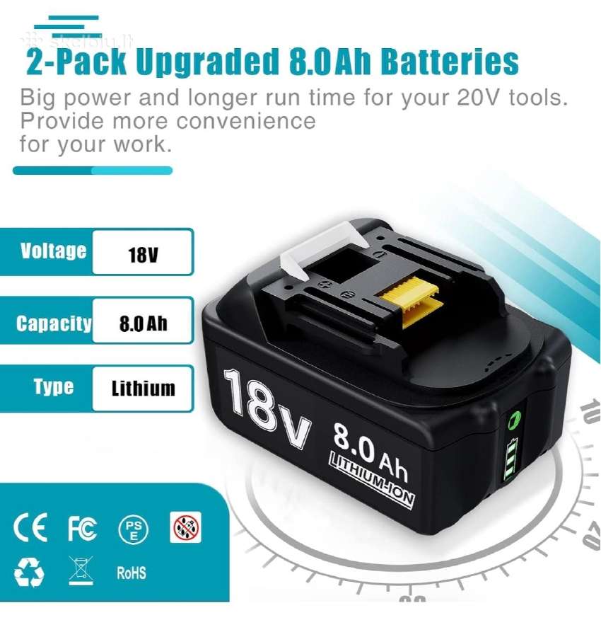 18v8,0 Ah akumuliatoriai su įkrovikliu - nuotraukos Nr. 2