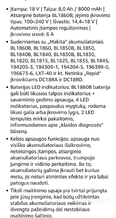 18v8,0 Ah akumuliatoriai su įkrovikliu - nuotraukos Nr. 4