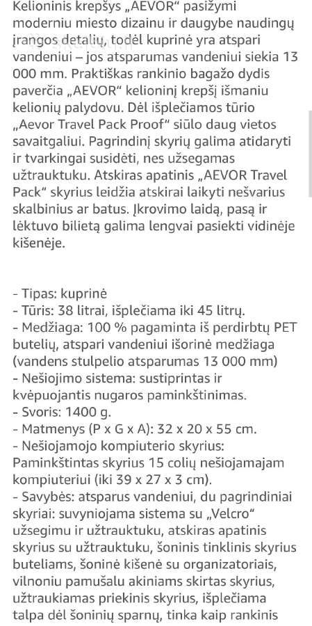 Kelioninis krepšys Aevor,vandeniui atsparus - nuotraukos Nr. 5