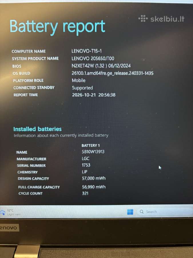 Parduodu Lenovo T15 Gen 1 i7/16 GB/512 GB - nuotraukos Nr. 2