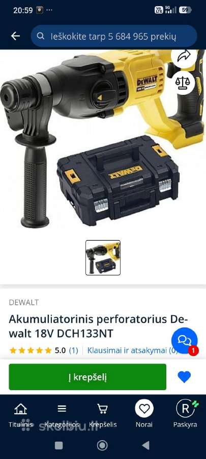Perforatorius Dewalt 18v Dch133nt - nuotraukos Nr. 5