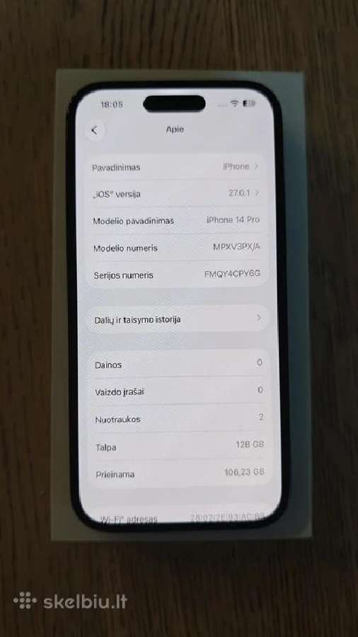 iPhone 14 Pro 128 GB su Apple Tag ir priedais - nuotraukos Nr. 7