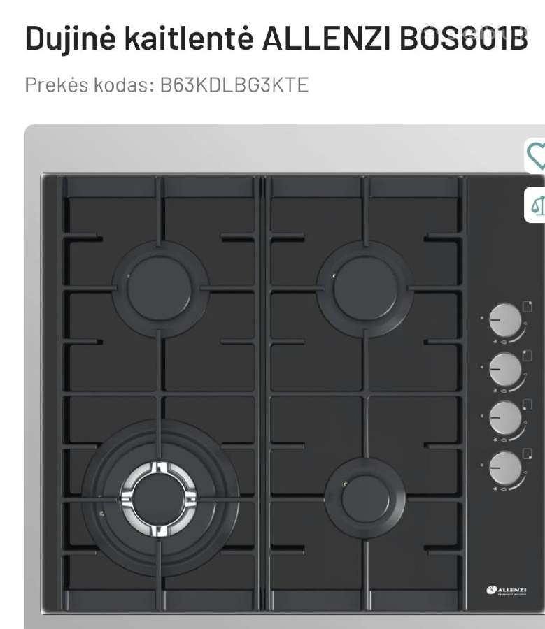 Dujinė kaitlentė Allenzi Bos601b Įmontuojama - nuotraukos Nr. 7