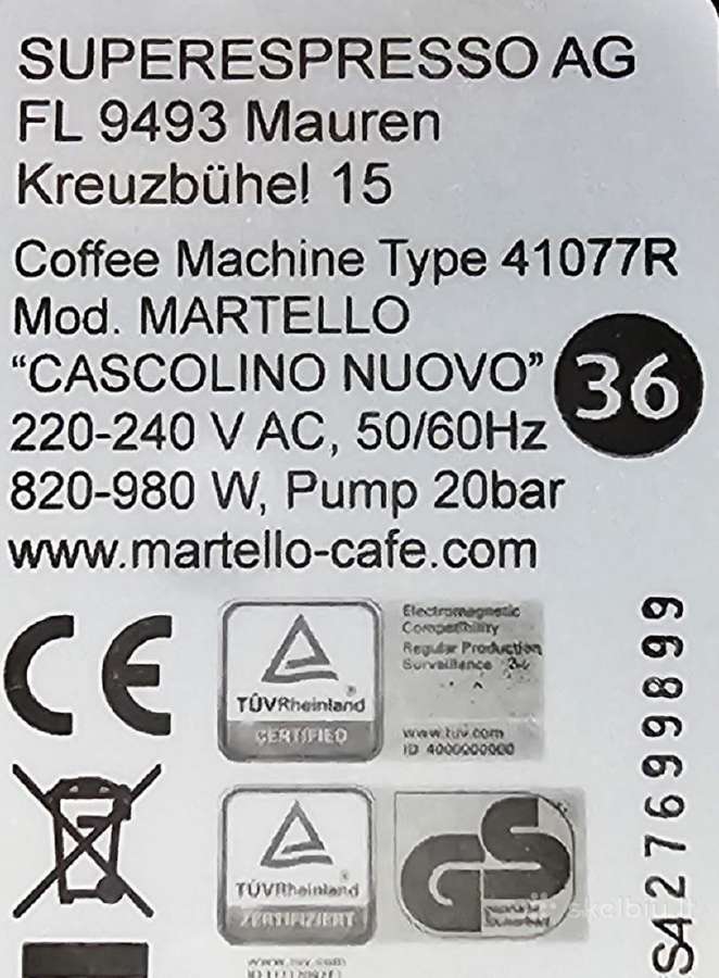Kapsulinis kavos aparatas "Martello" - nuotraukos Nr. 4