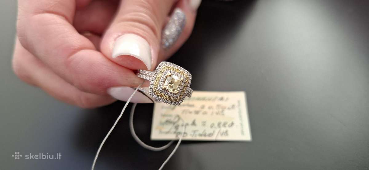 18k 750 1.38ct Sužadėtuvių Žiedas su Deimantais - nuotraukos Nr. 5