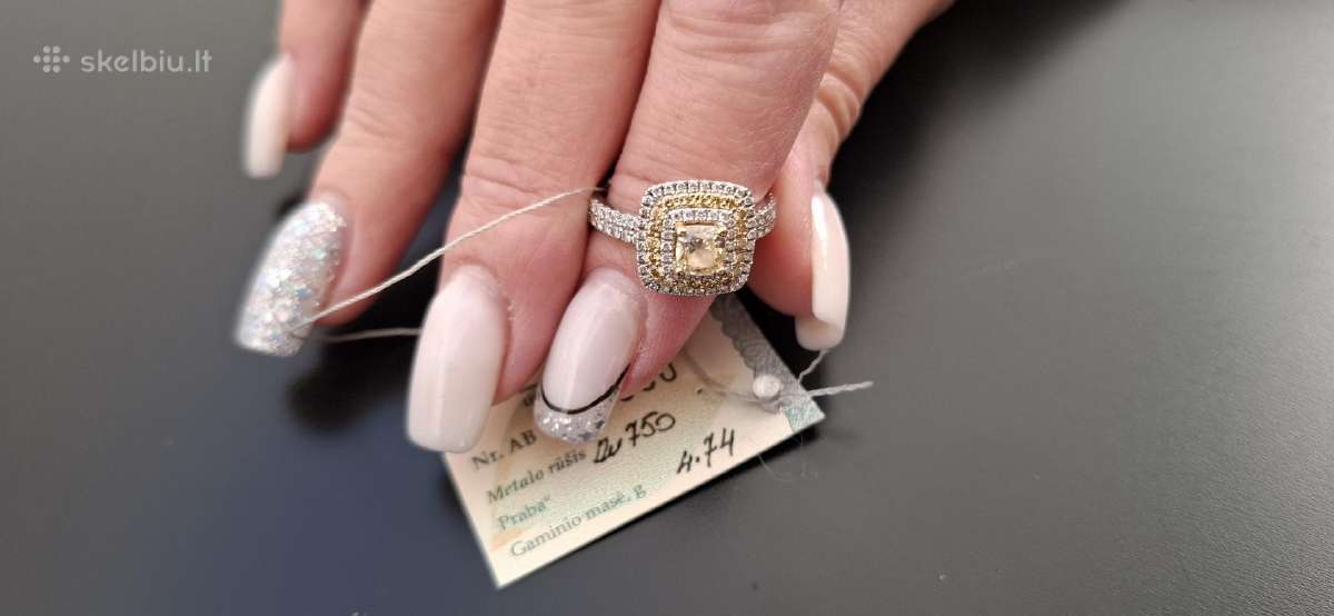 Išskirtinis bei vienetinis 1.38ct Halo žiedas - nuotraukos Nr. 5