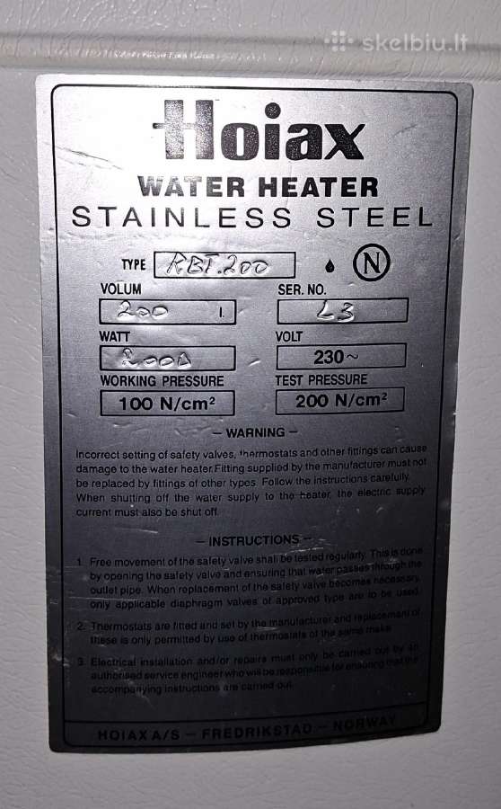 Nerūdijančio plieno boileris Hoiax Rbt200 kombin. - nuotraukos Nr. 4