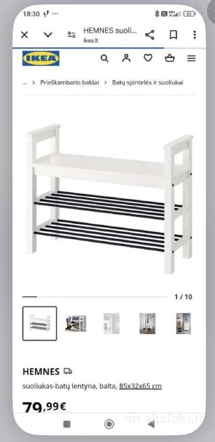 Batų lentyna-suoliukas Ikea Hemnes - nuotraukos Nr. 8