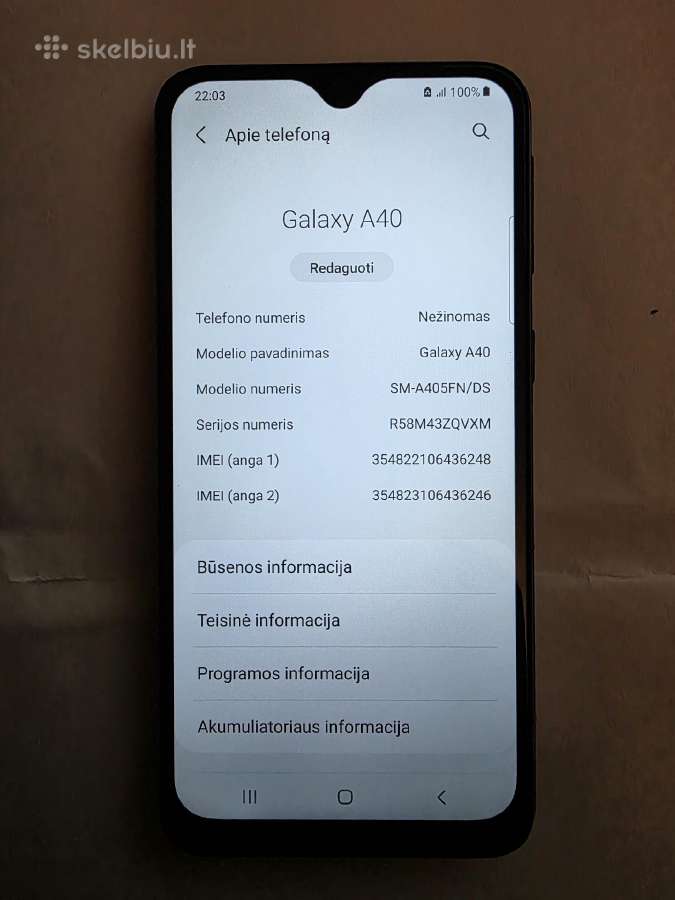 Samsung galaxy A40 64g ideali bukle - nuotraukos Nr. 5