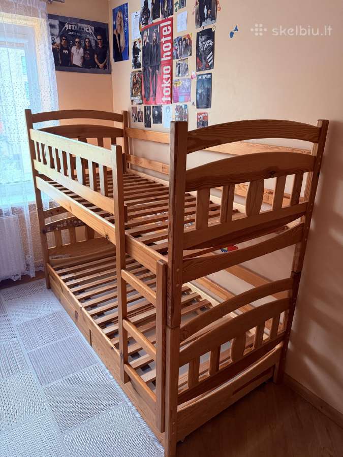 Dviaukštė medžio masyvo lova - nuotraukos Nr. 5
