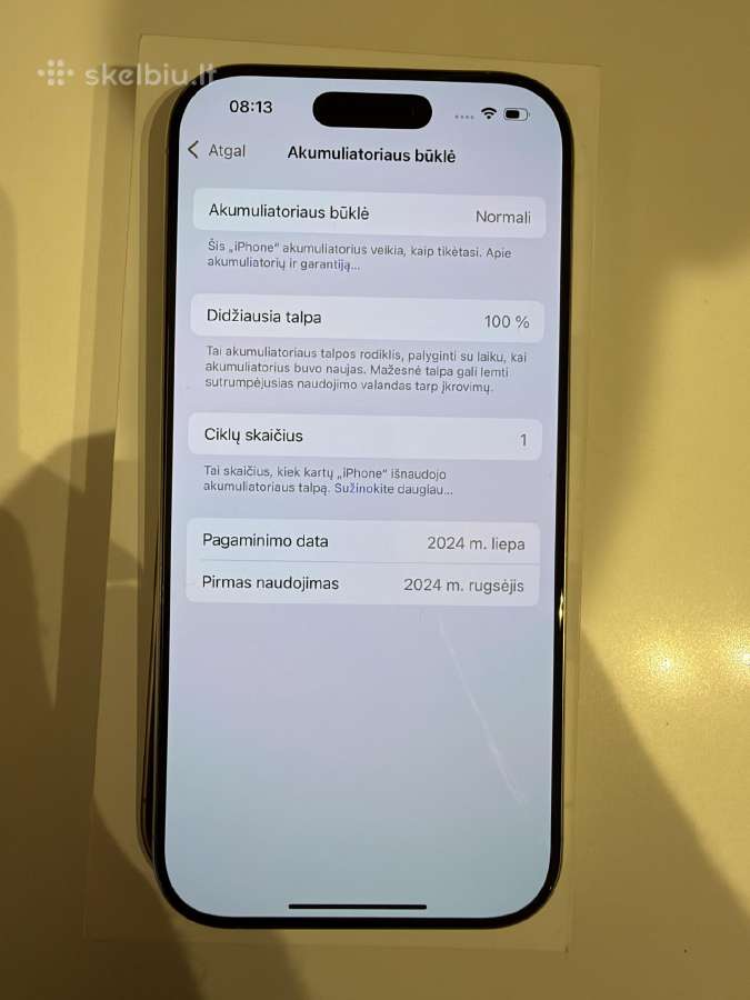 Ekspozicinis iPhone 16 Pro 256gb, 100 % baterija - nuotraukos Nr. 6