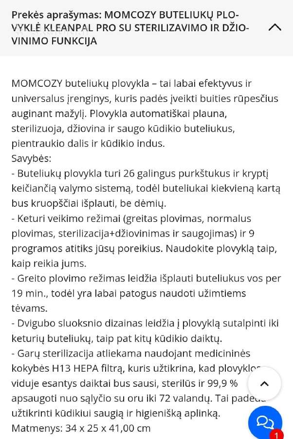 Momcozy buteliukų plovykla Kleanpal Pro - nuotraukos Nr. 9