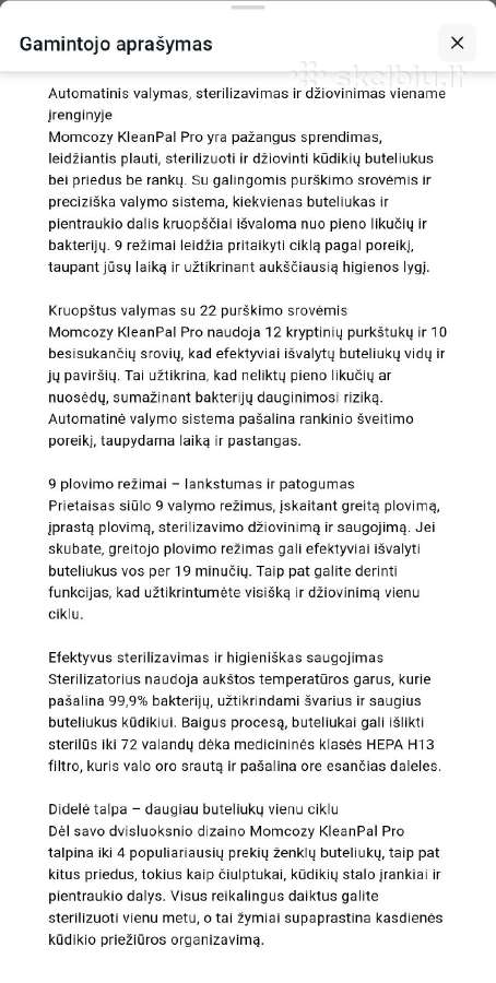 Momcozy buteliukų plovykla Kleanpal Pro - nuotraukos Nr. 12