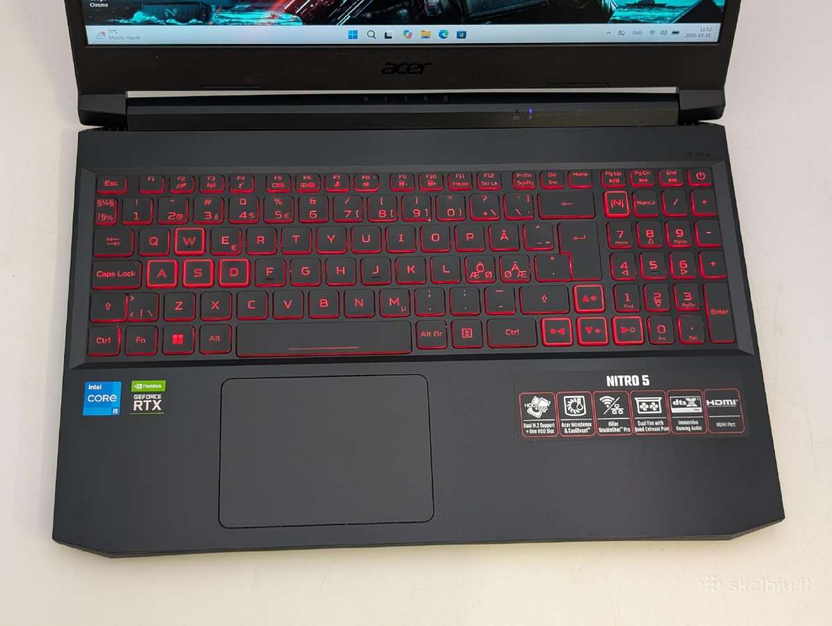 Acer Nitro 5 i5-11400h 512gb SSD Rtx 3050 144hz - nuotraukos Nr. 4