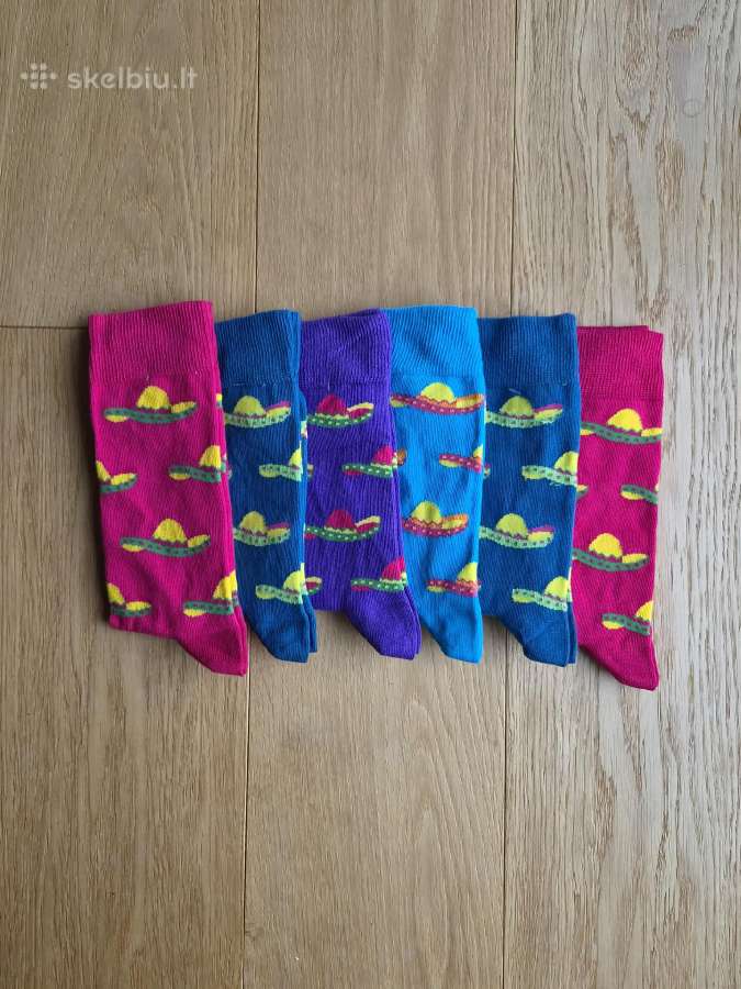 Spalvotos linksmos sombrero kojinės 6 poros - nuotraukos Nr. 3
