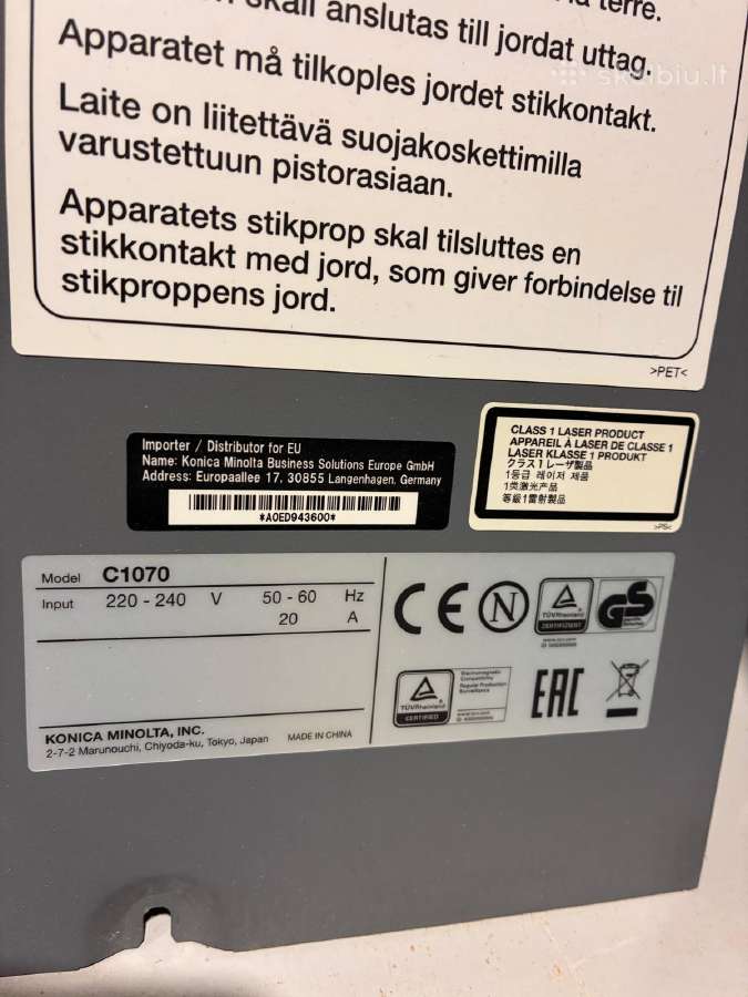 Naudotas Konica Minolta bizhub Pro c1070 - nuotraukos Nr. 9