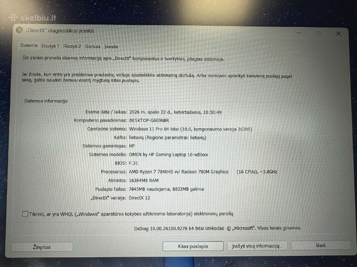 Hp Omen 16 Ryzen 7 7840hs/rtx 4060/512gb/16gb - nuotraukos Nr. 4