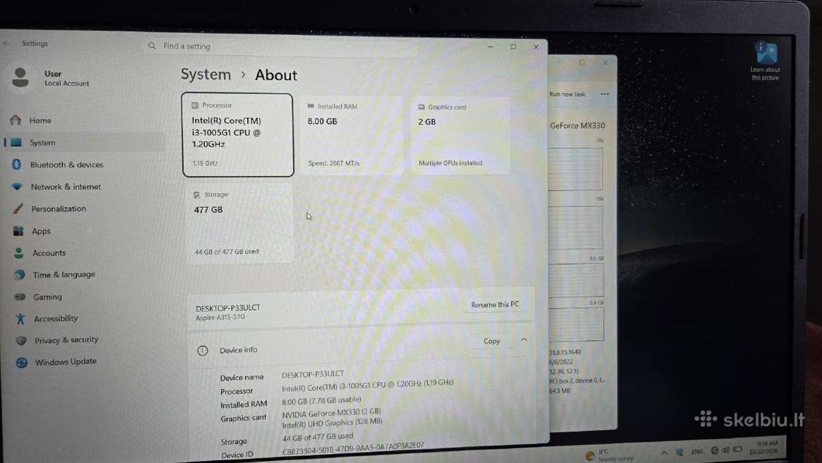 Acer aspire a315-57 - nuotraukos Nr. 6