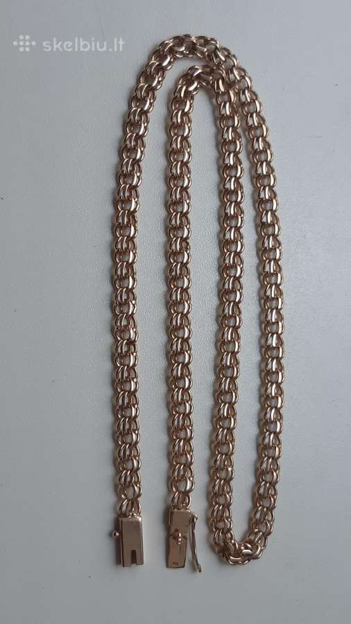 Bismark auksine grandinele raudono 36,6gr 585praba - nuotraukos Nr. 6