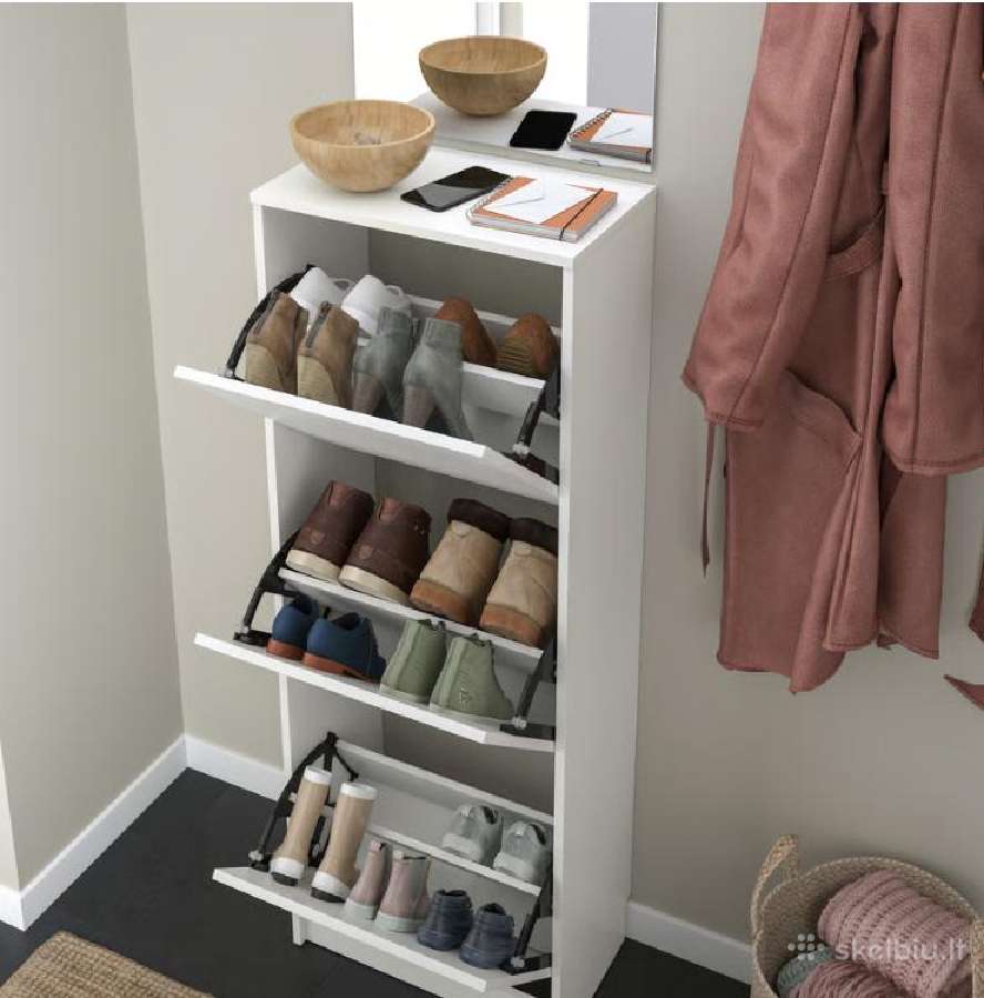 Ikea Bissa batų spintelė, balta, 3 skyriai – puiki - nuotraukos Nr. 3