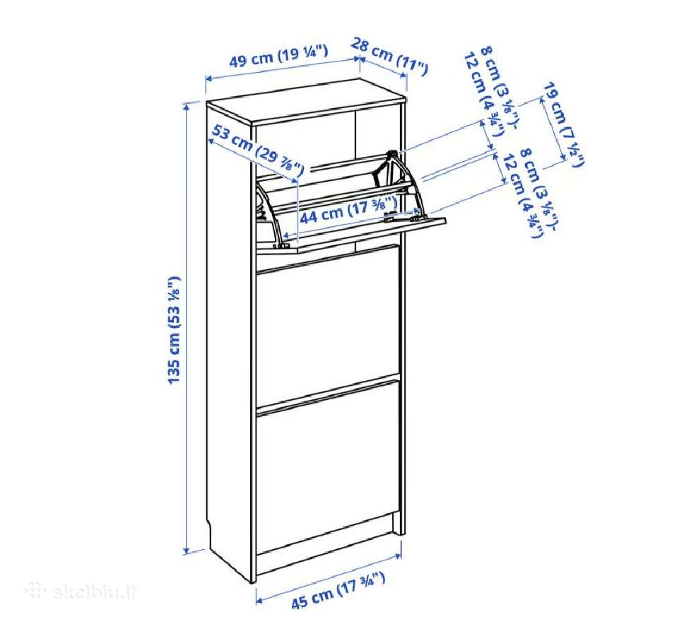 Ikea Bissa batų spintelė, balta, 3 skyriai – puiki - nuotraukos Nr. 4