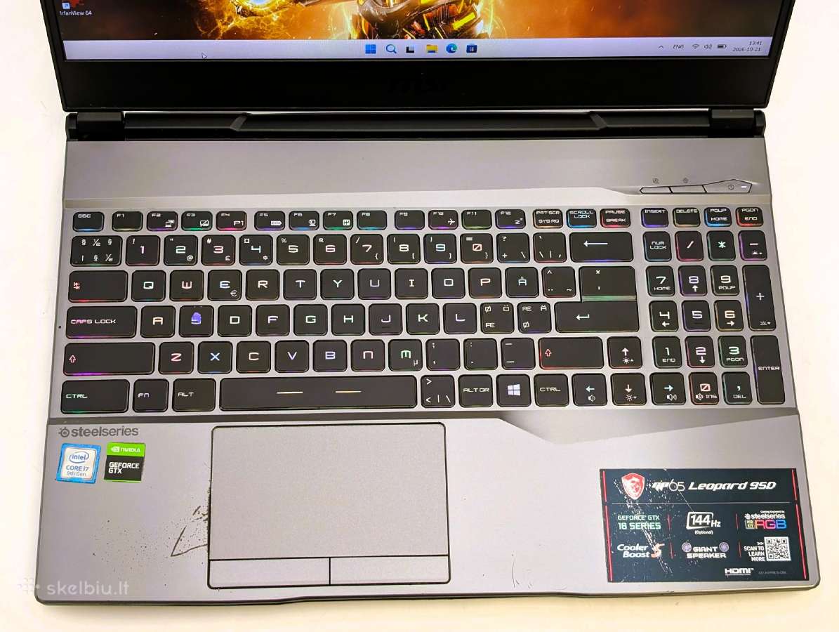 Msi Gp65 Leopard i7-9750h 16gb 512gb Gtx 1660 Ti - nuotraukos Nr. 4