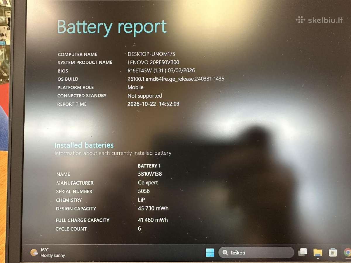 Lenovo Thinkpad E15 15.6'' I3-10110u 480gb 8gb - nuotraukos Nr. 6