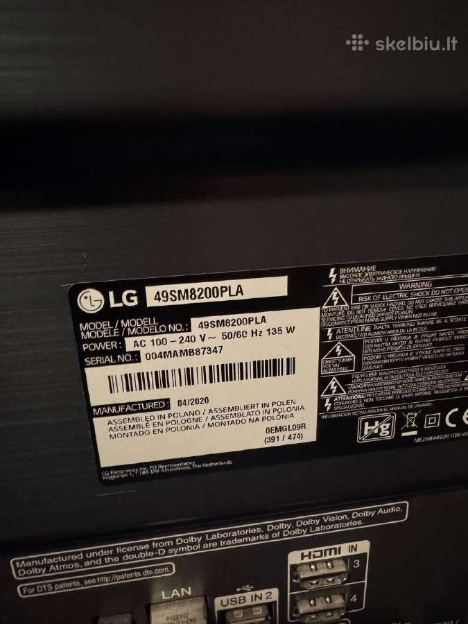 4k Uhd Smart TV LG 49sm8200pla (Nanocell) - nuotraukos Nr. 2