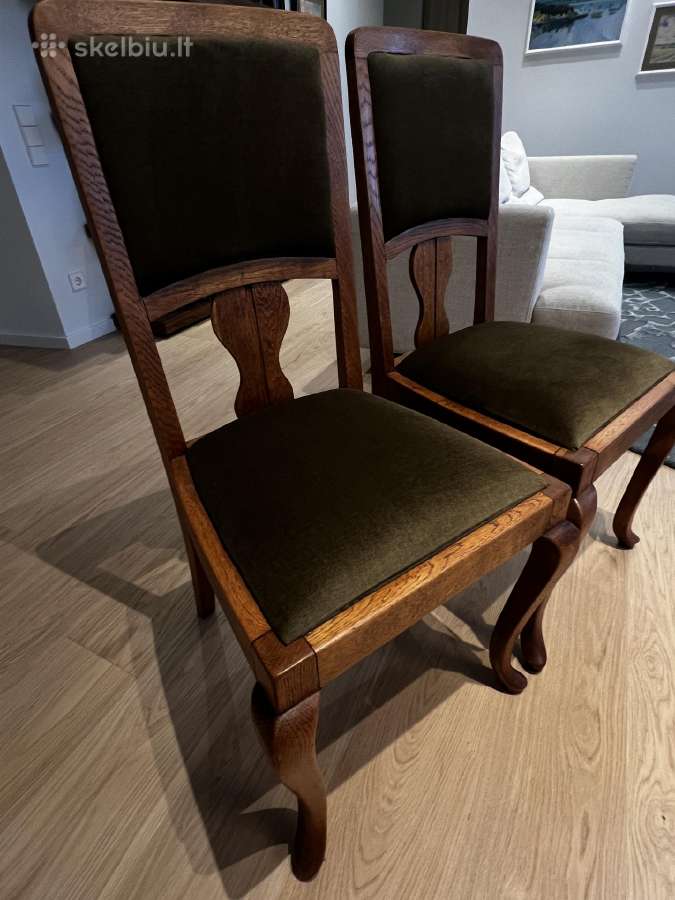 Art Deco / tarpukario ąžuolinis stalas ir 8 kėdės - nuotraukos Nr. 4