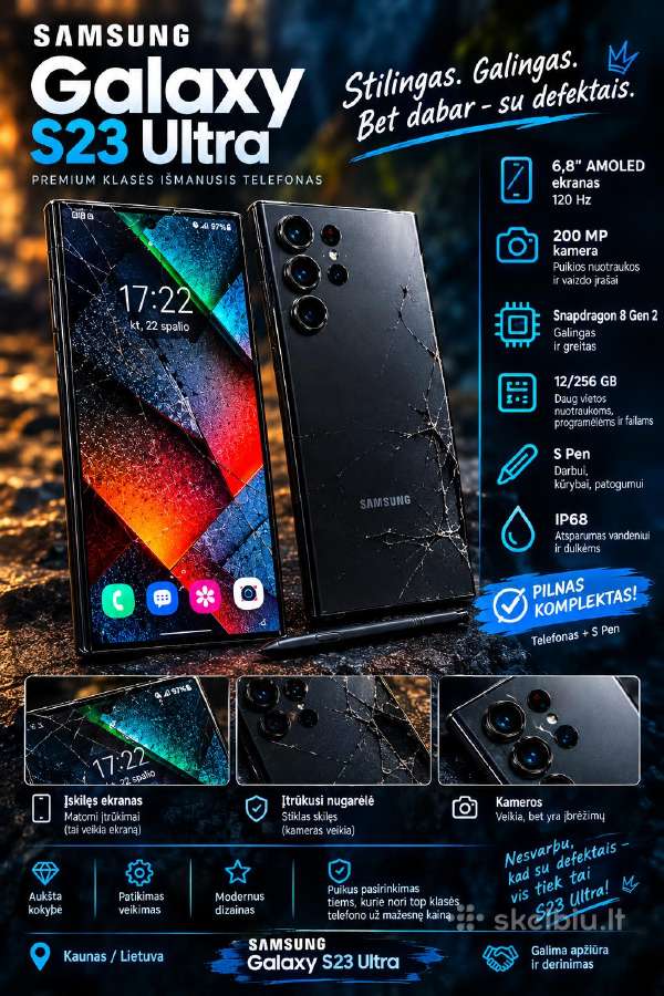 Samsung S23 Ultra 512 GB – su pažeistu ekra - nuotraukos Nr. 6
