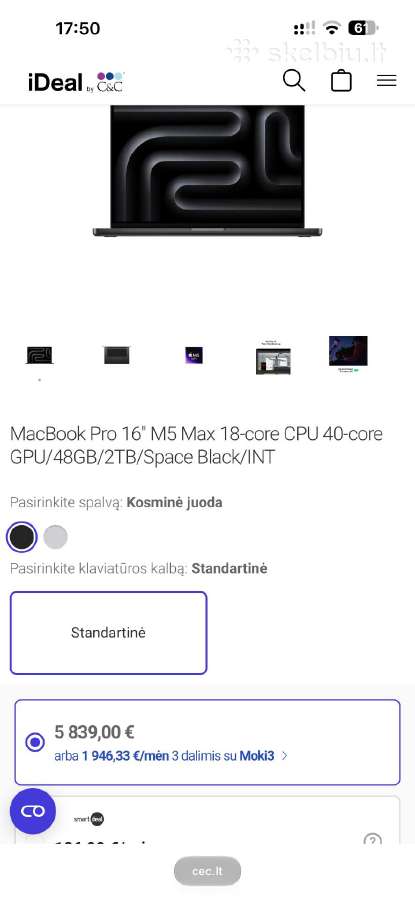 Apple MacBook Pro 16 - inch M5 Max 48gb/2tb - nuotraukos Nr. 2